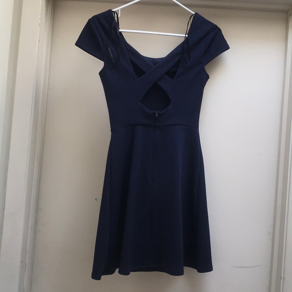 B Darlin navy cross back dress - Picture 2 of 5